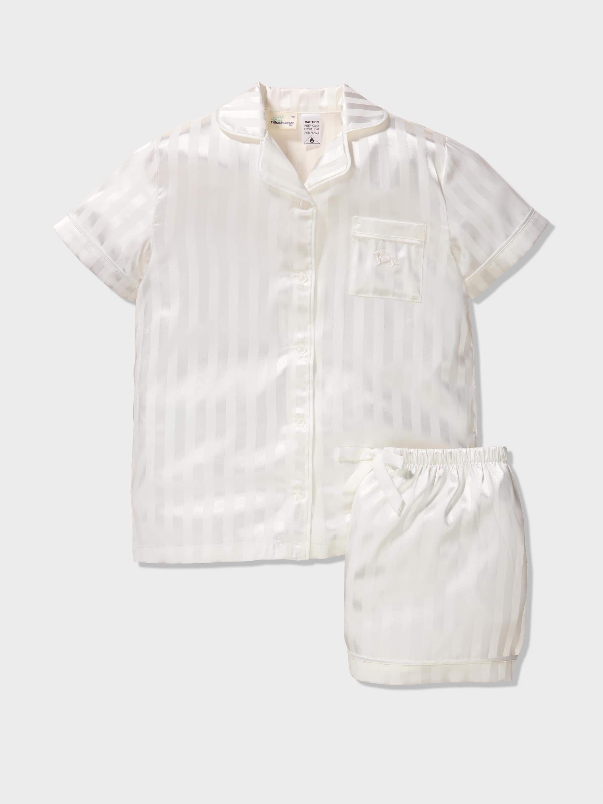 Girls Classic White Satin Pj Set