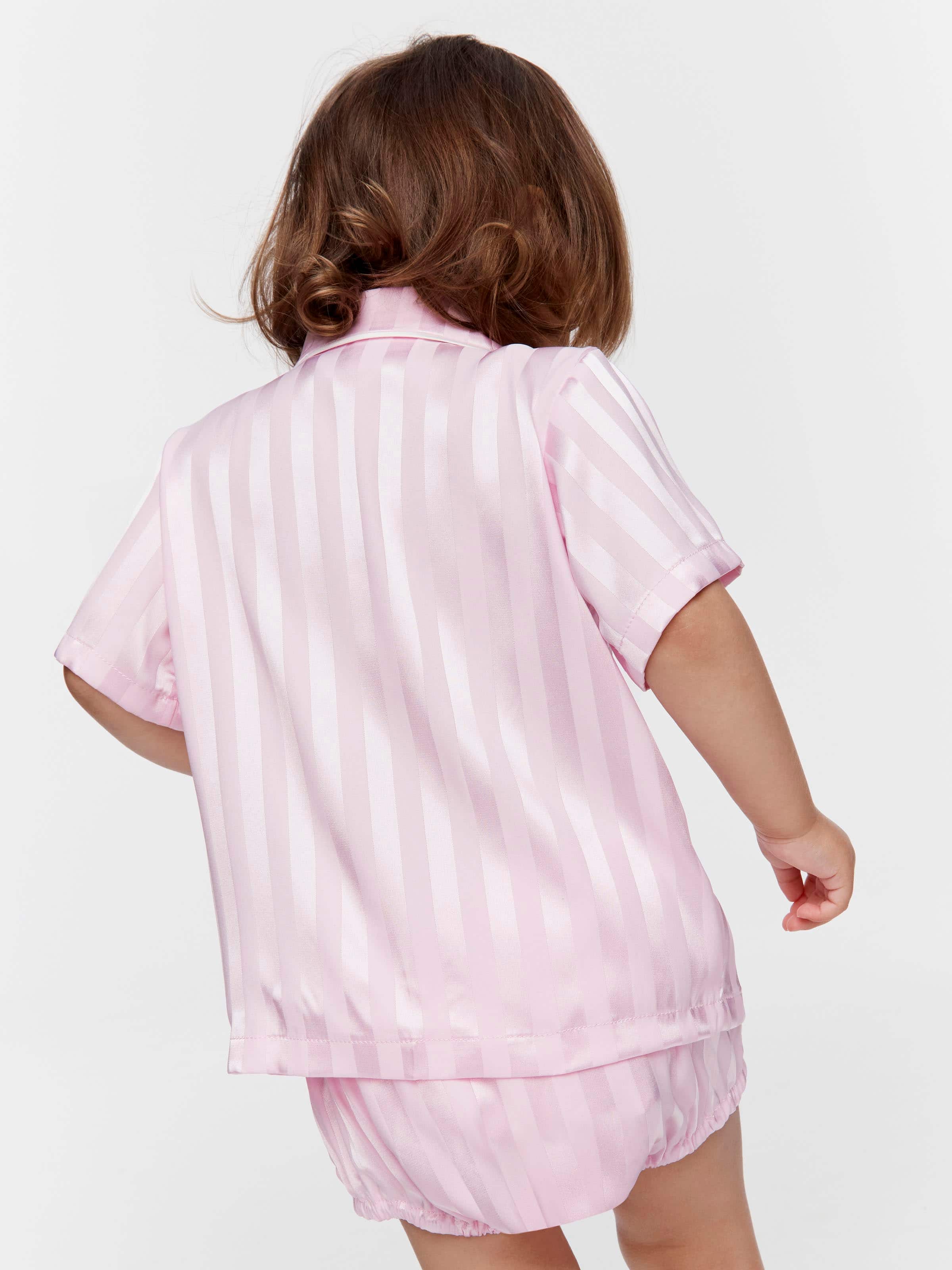 Baby Pink Stripe Satin Pj Set