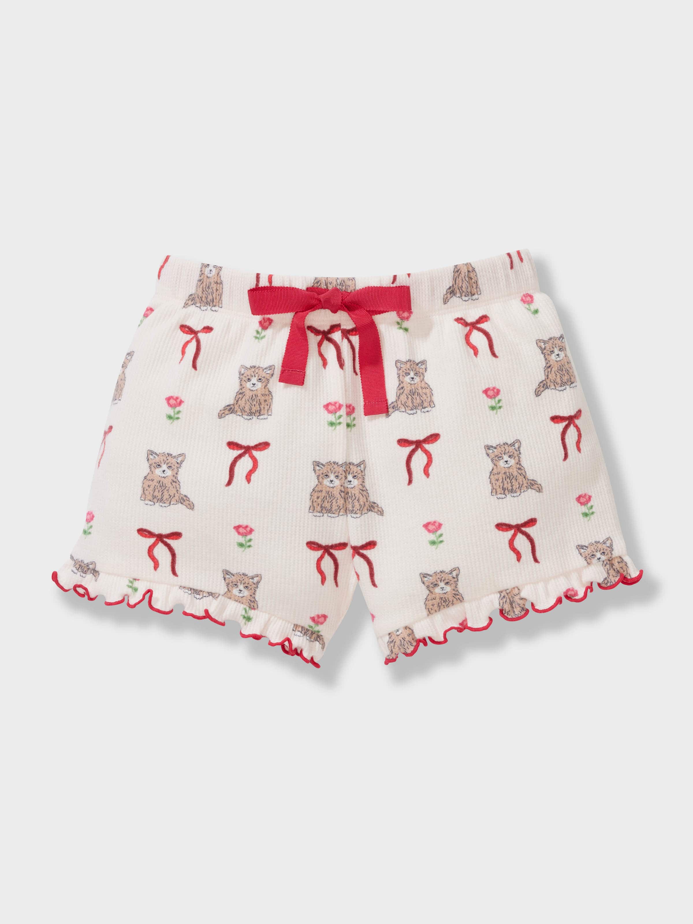 Jnr Girls Pussycat Bow Waffle Short Pj Set