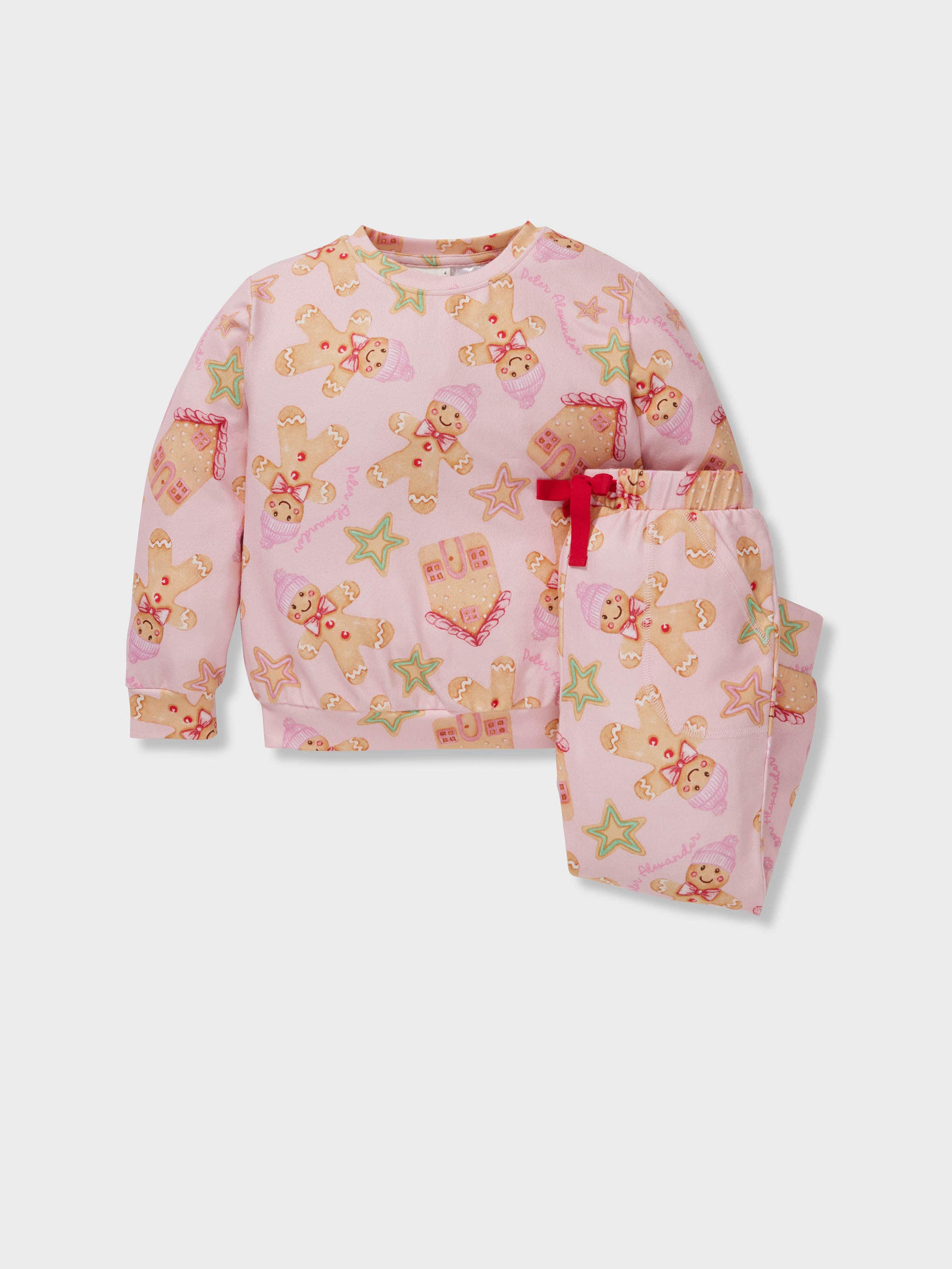 Jnr Girls Pink Gingerbread Plush Long Pj Set