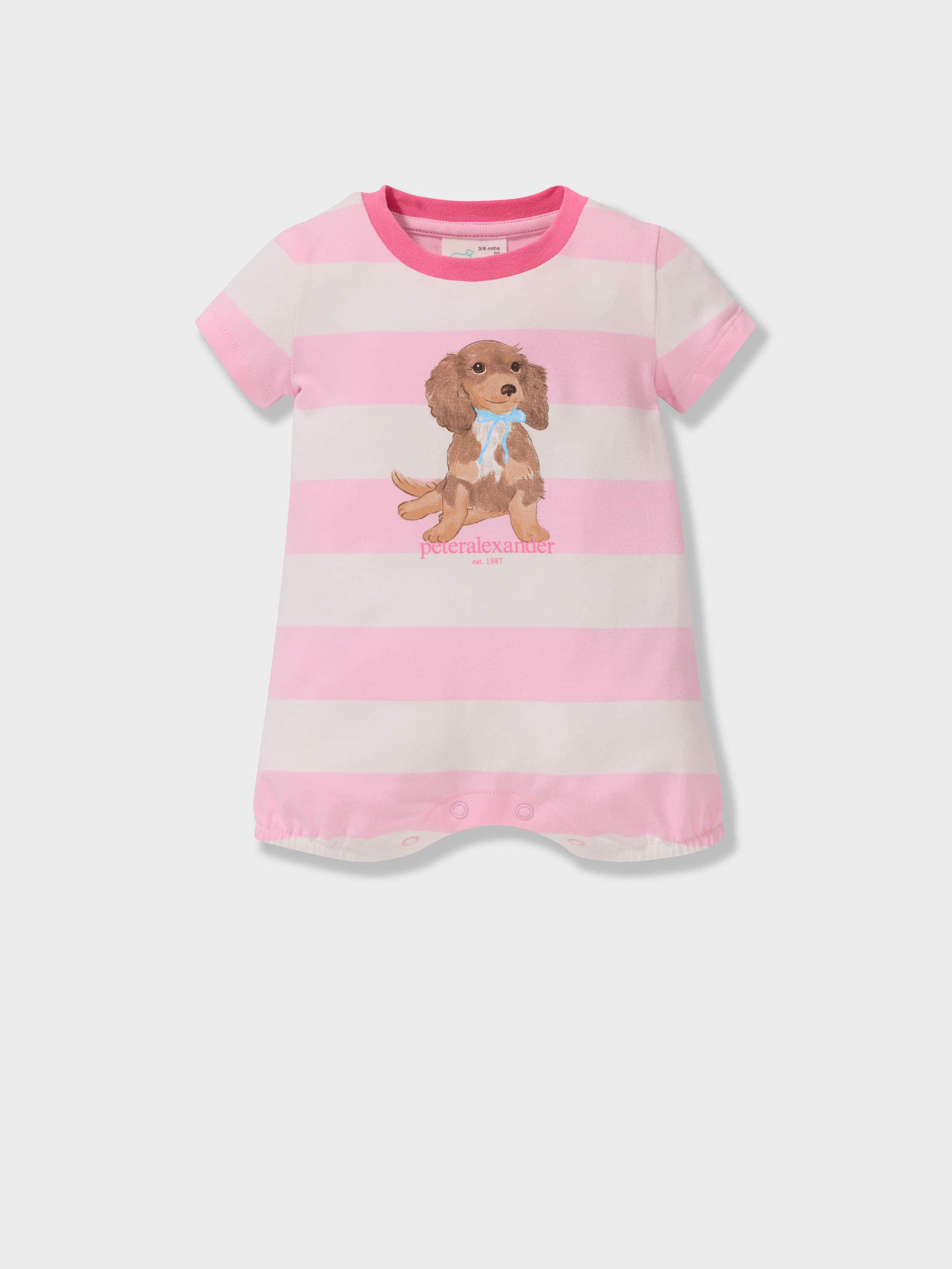 Baby Girls Puppy Stripe Romper