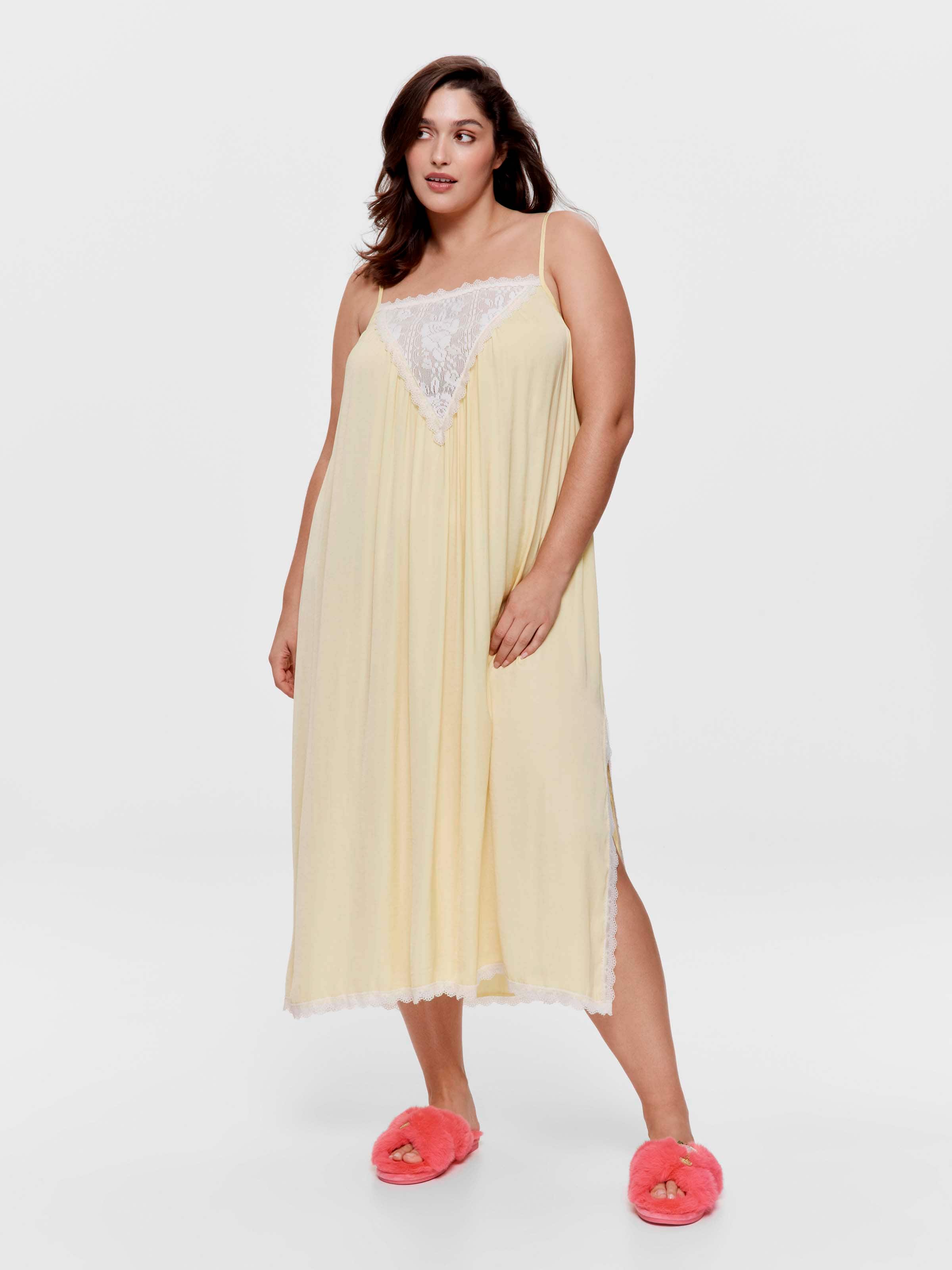 P.A. Plus Yellow Side Split Lace Fashion Nightie
